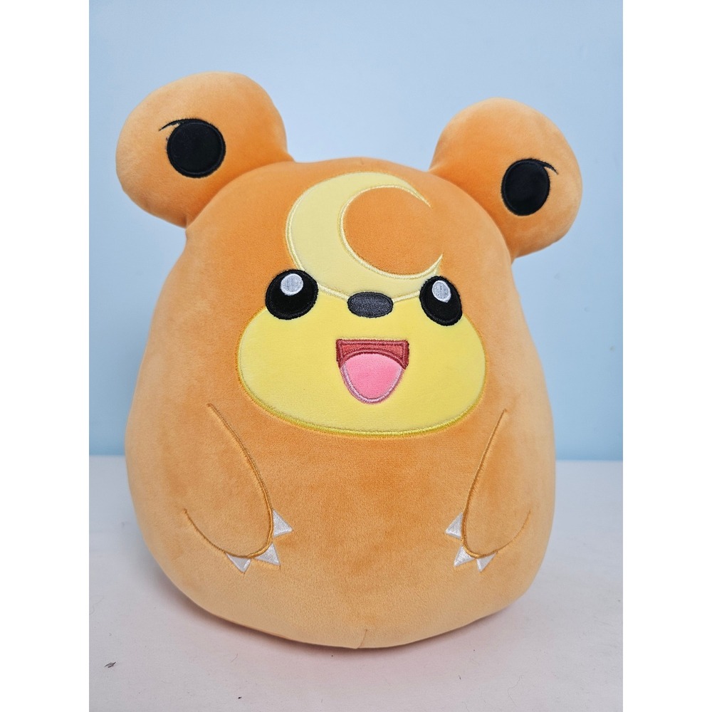 Anime Core Squishmallows Pokemon Teddiursa Plush Unisex 10" Orange Crescent Moon